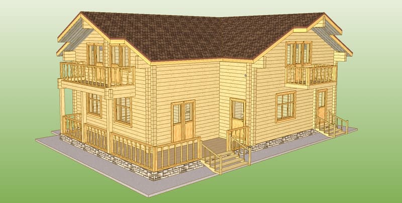 Проект дома «Дом 11.7x12.3» из клееного бруса