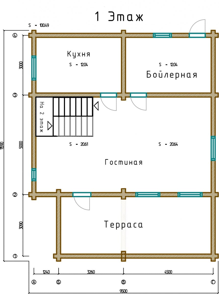 Планировка проекта «Дом 9x11» — Первый этаж