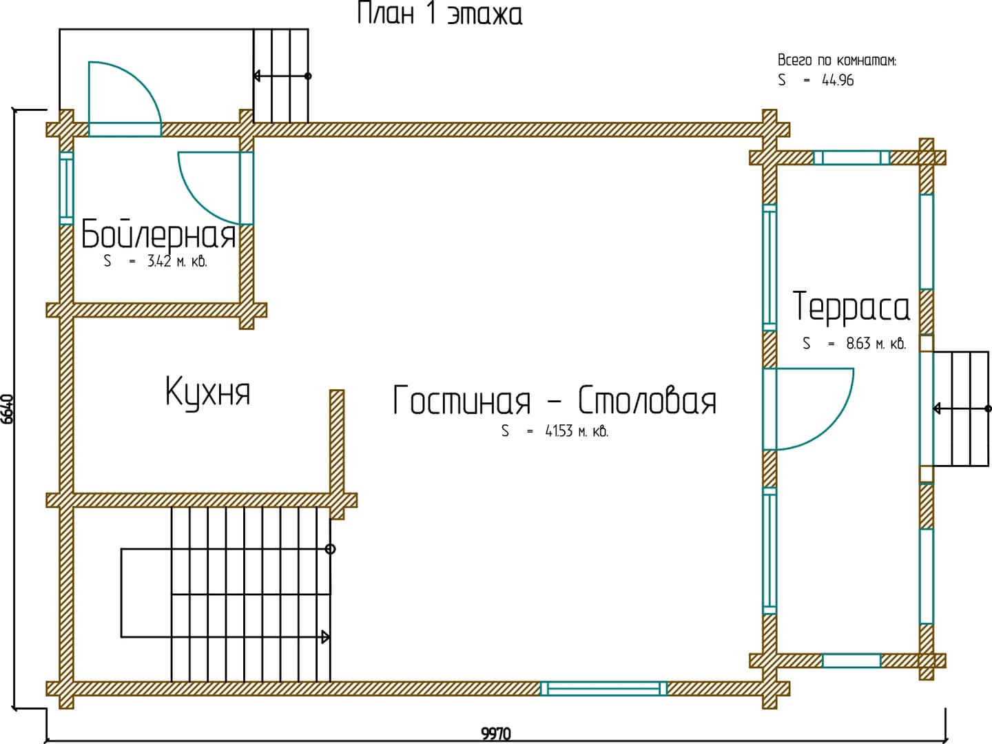 Планировка проекта «Дом 10x6» — Первый этаж