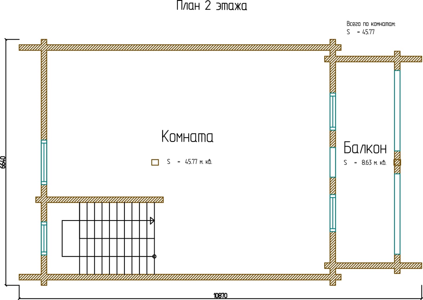 Планировка проекта «Дом 10x6» — Второй этаж