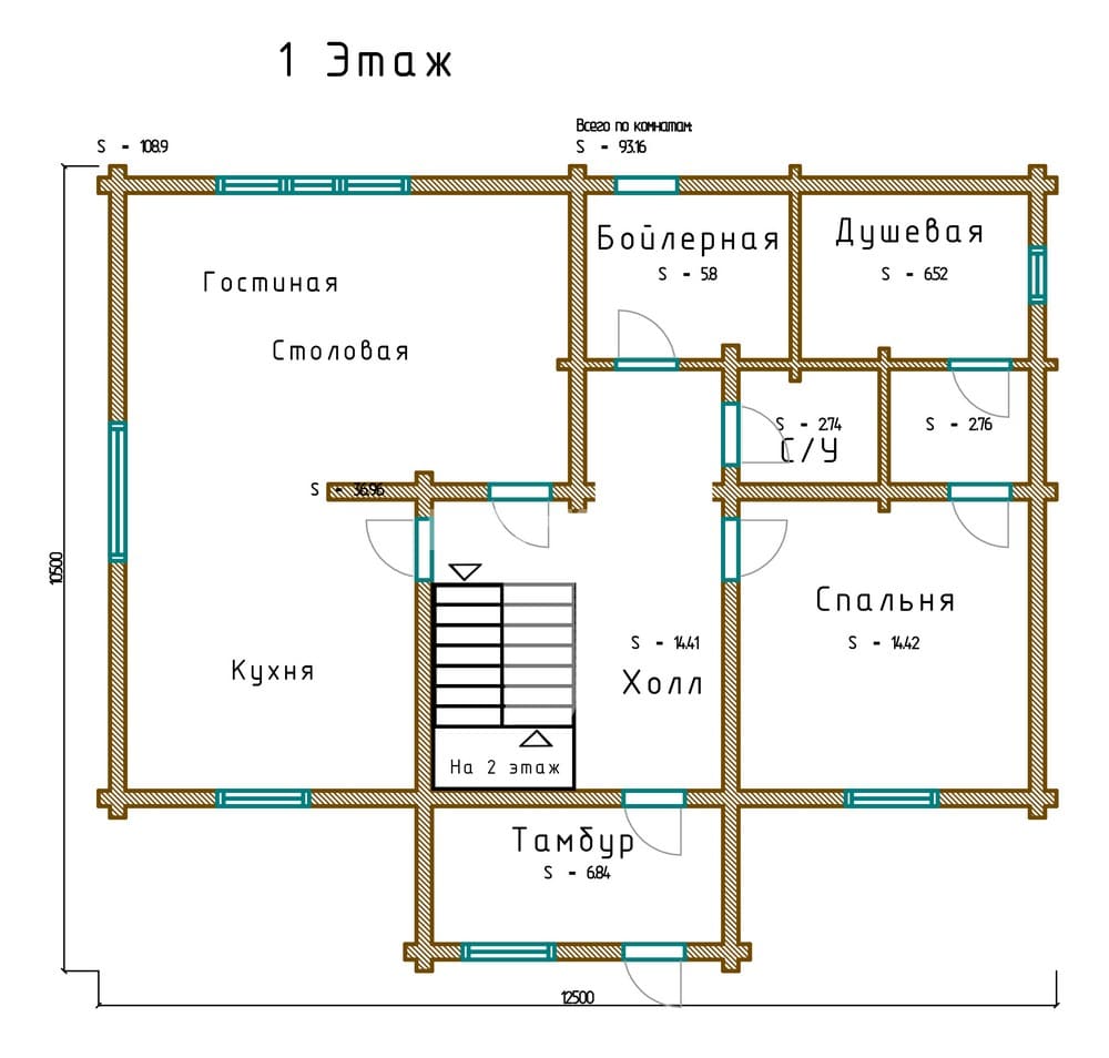 Планировка проекта «Дом 10x12» — Первый этаж