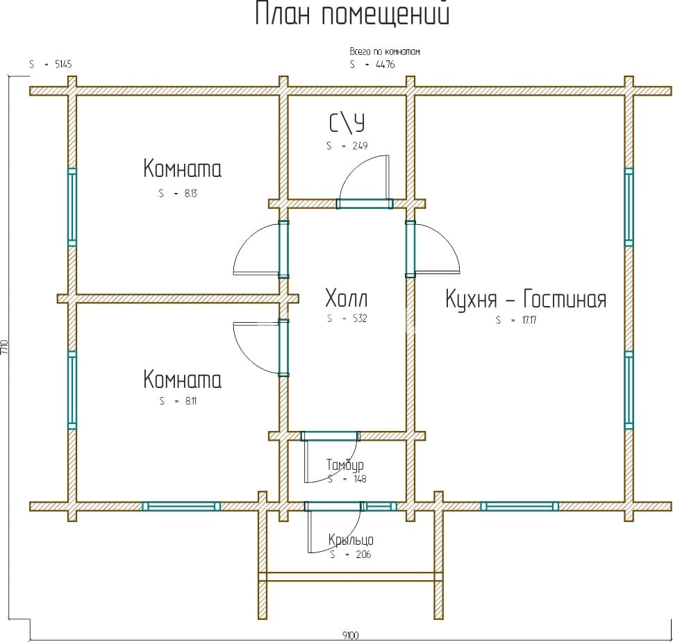 Планировка проекта «Дачный дом 5x8» — Первый этаж