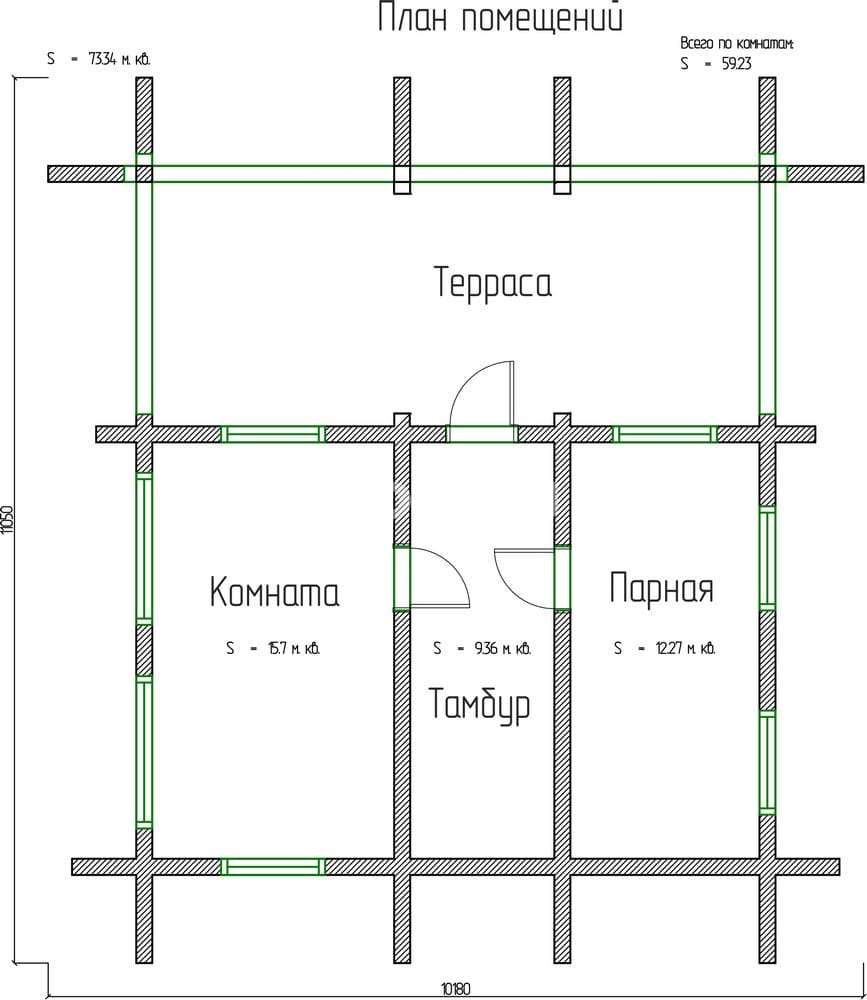 Планировка проекта «Баня 7.7х8.6» — Первый этаж