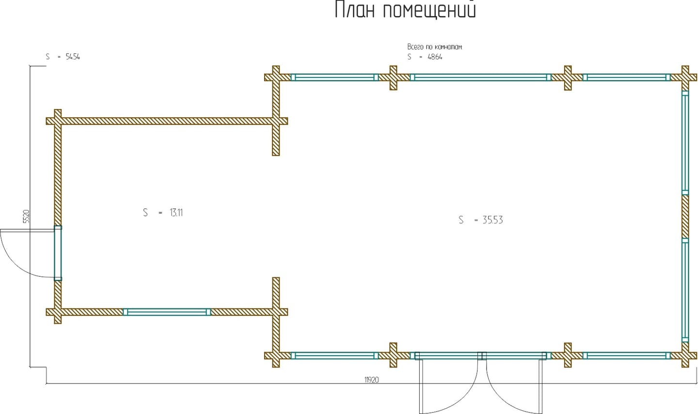 Планировка проекта «Беседка 5,5 x 11.9» — Первый этаж