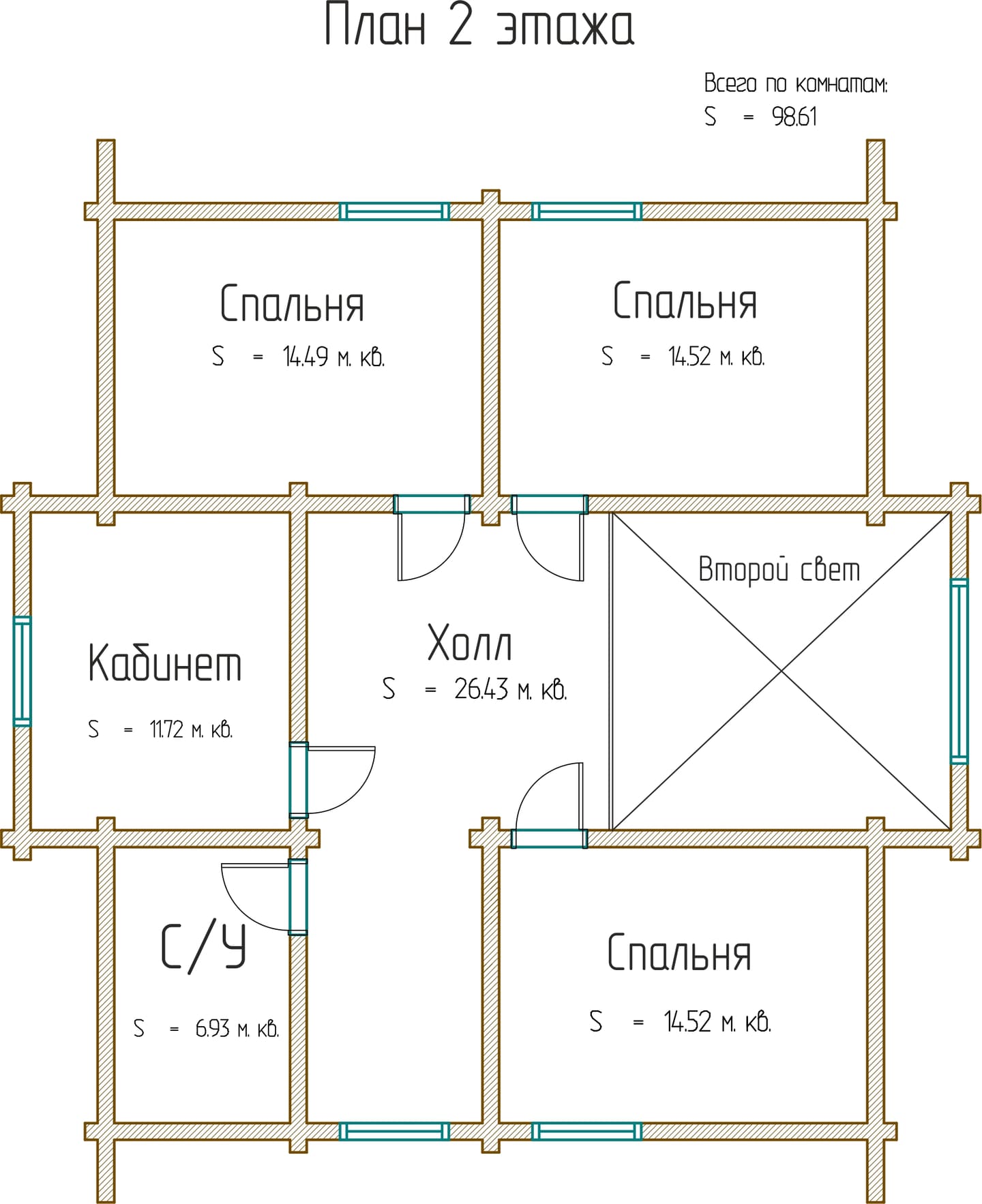 Планировка проекта «Проект Д211» — Второй этаж