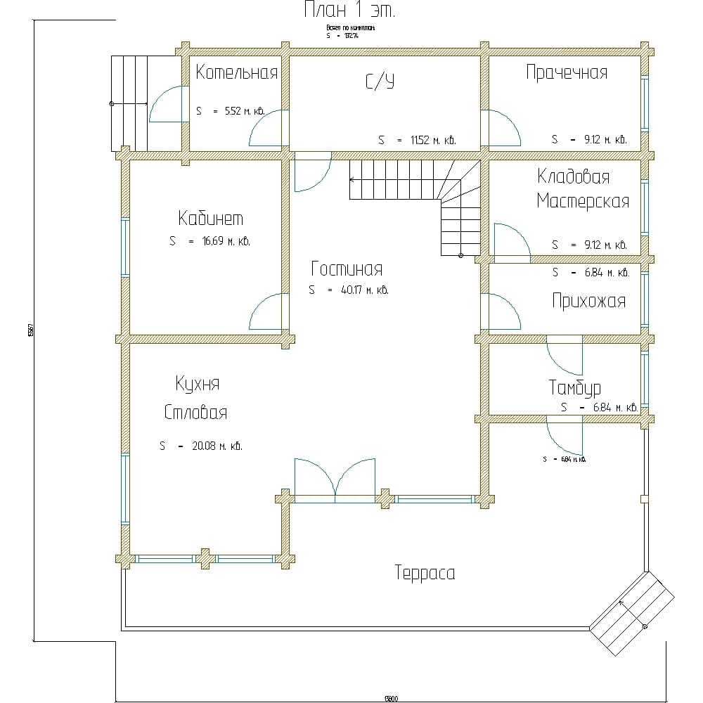 Планировка проекта «Проект Д 234 м.кв.» — Первый этаж