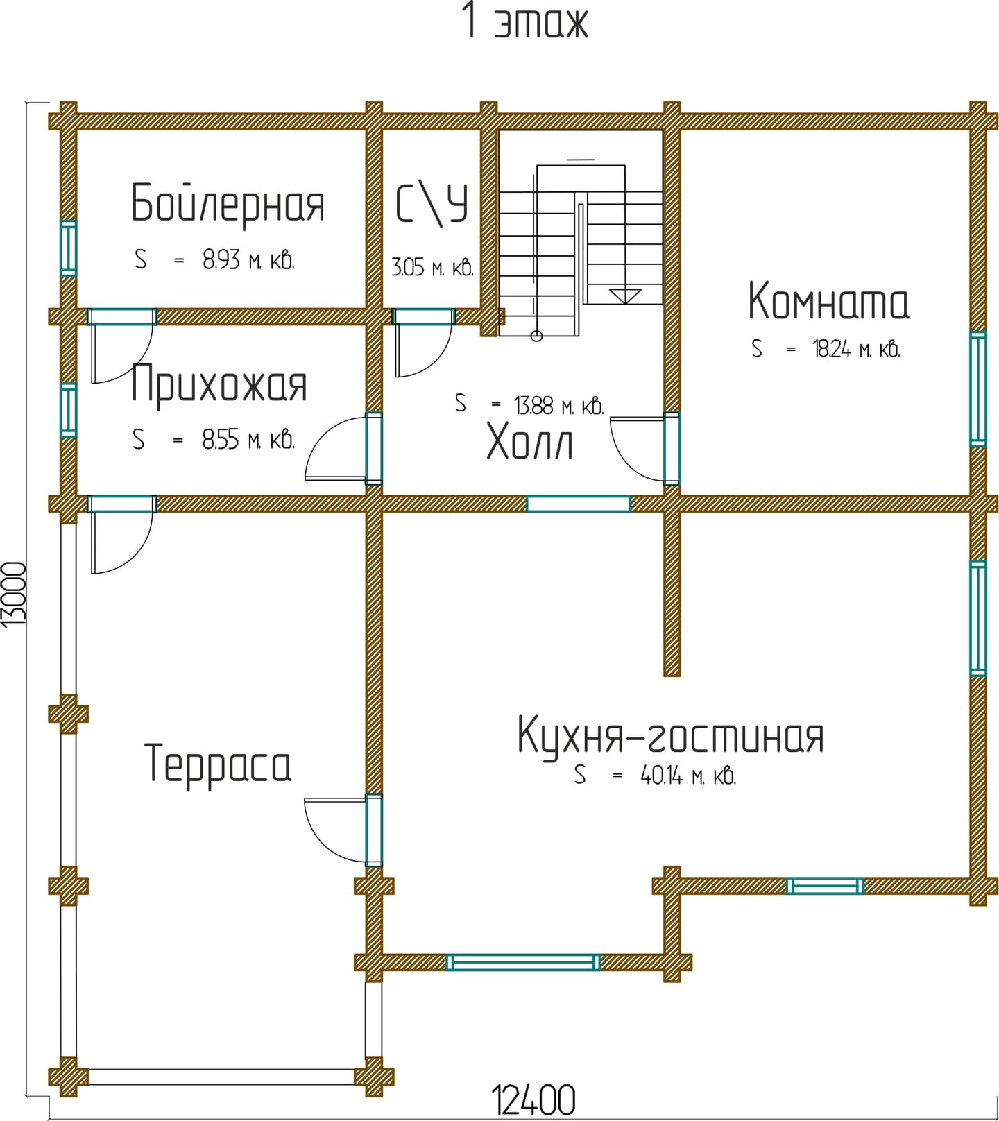 Планировка проекта «Проект Д204» — Первый этаж