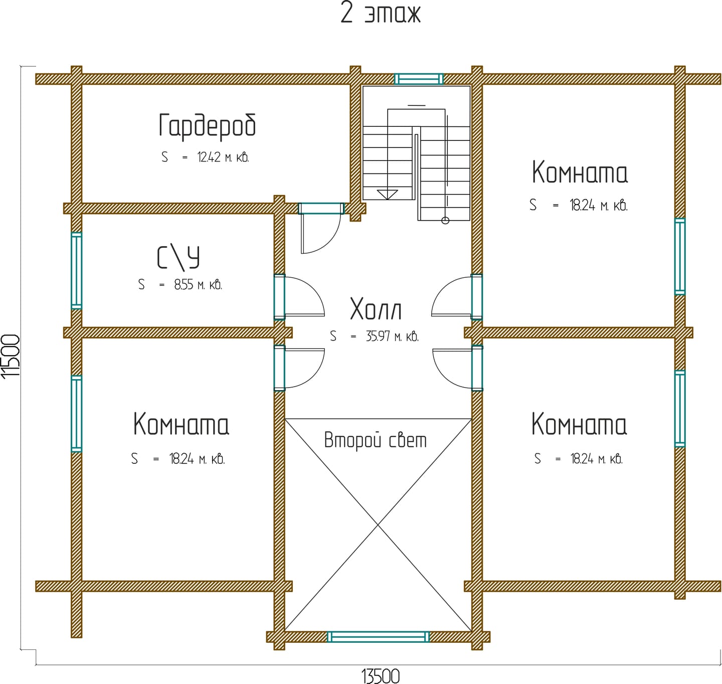 Планировка проекта «Проект Д204» — Второй этаж