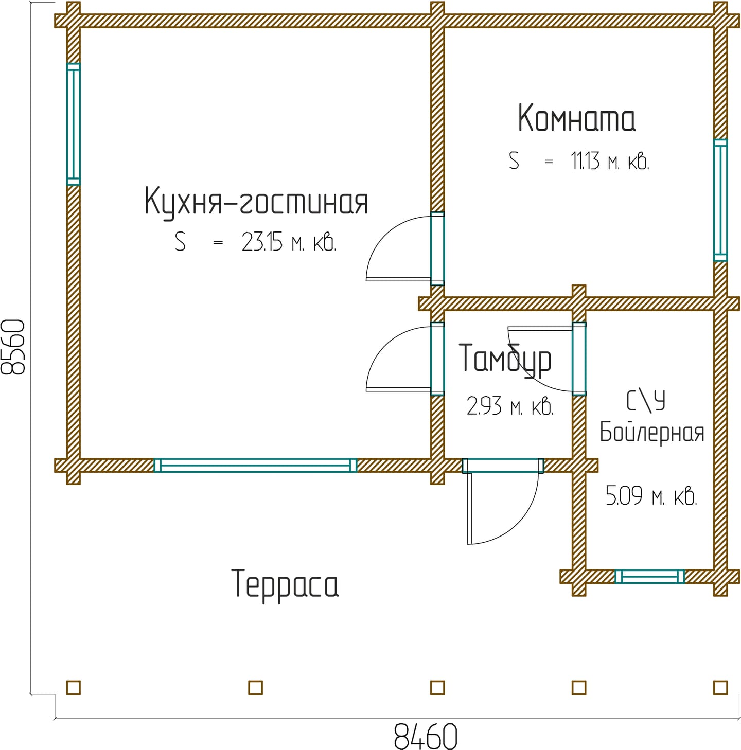 Планировка проекта «Дом Д42» — Первый этаж