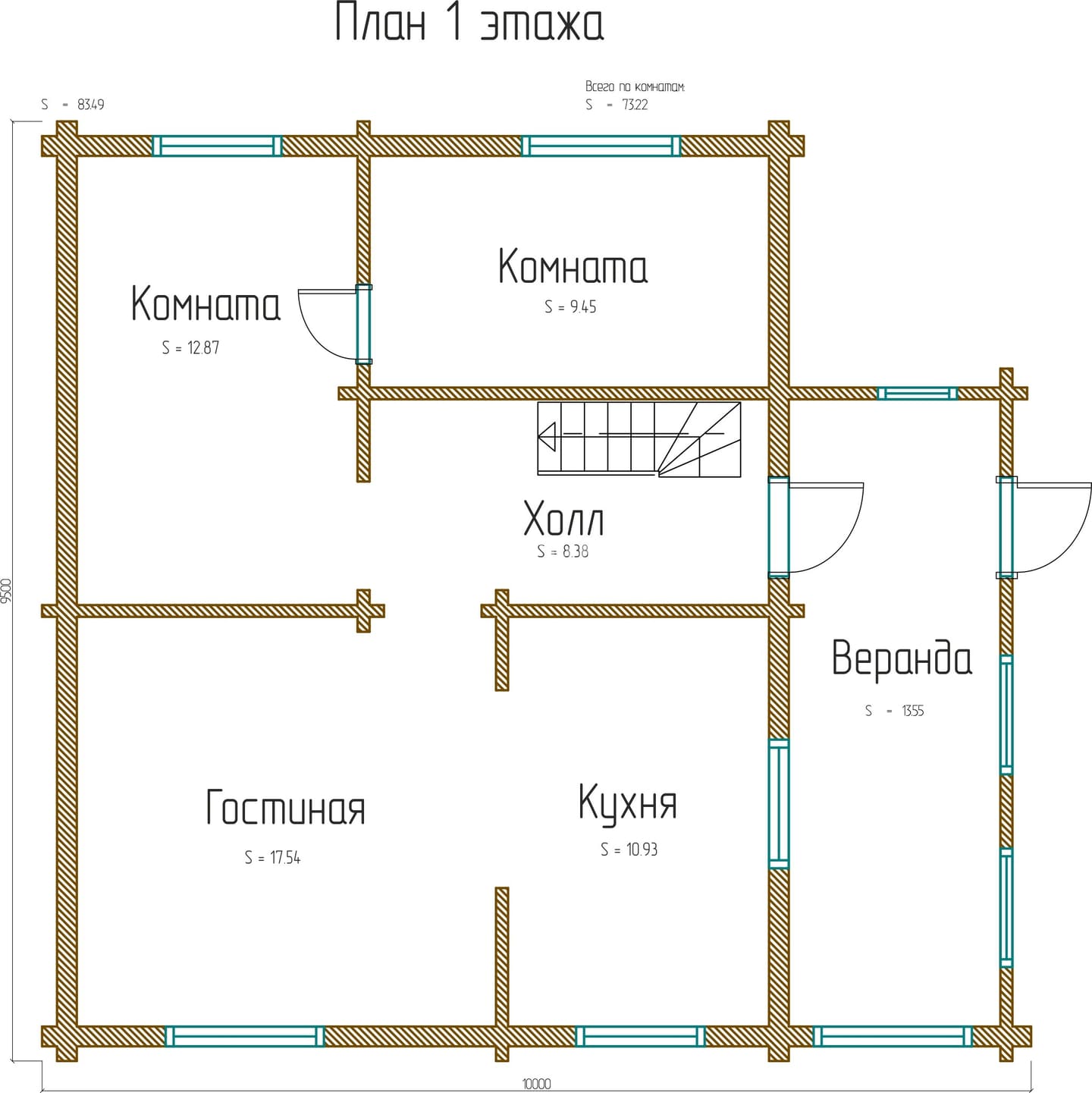 Планировка проекта «Проект Жернов дом 10х9.5» — Первый этаж